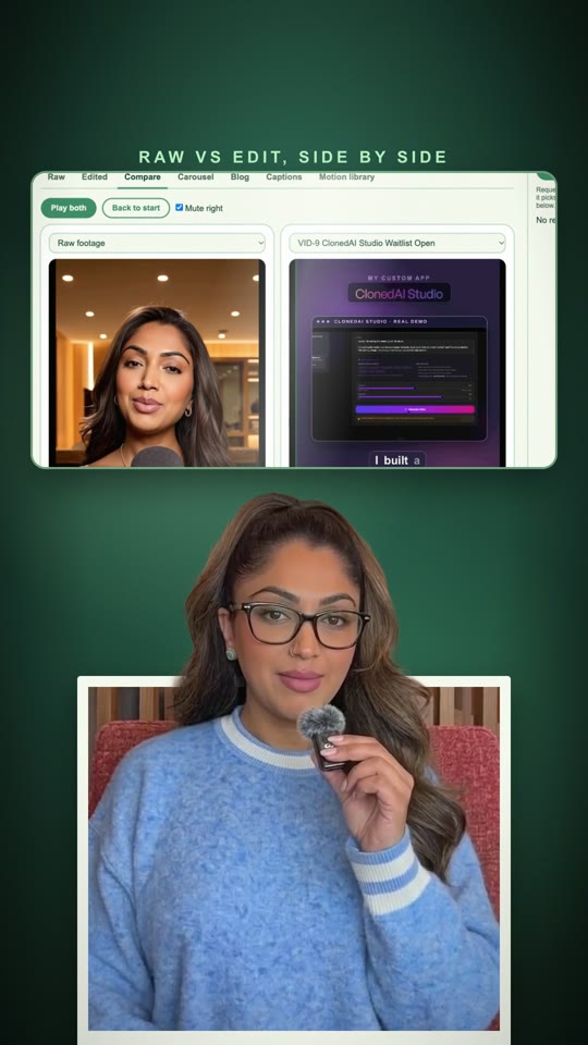 Raw vs edit, side by side, in the dashboard