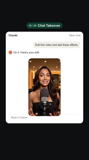 Chat Takeover: You shrink into an AI chat window as if the reel is the AI's answer.