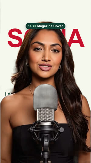 Magazine Cover: A magazine masthead sits behind your head with cover lines.